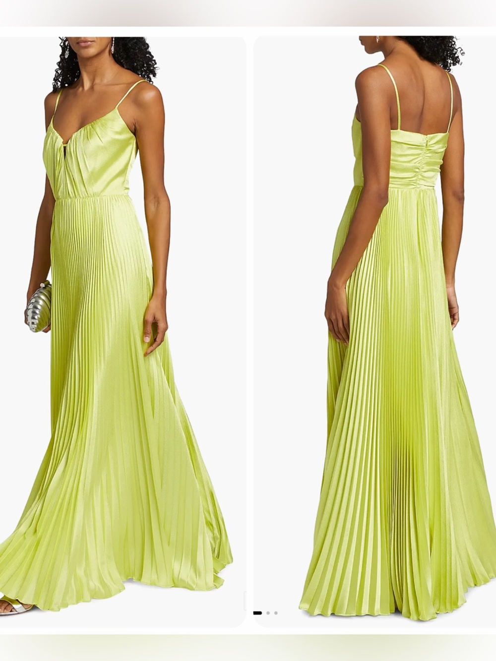 NWT As it May Perle Pleated Satin Gown Citrus Size 10